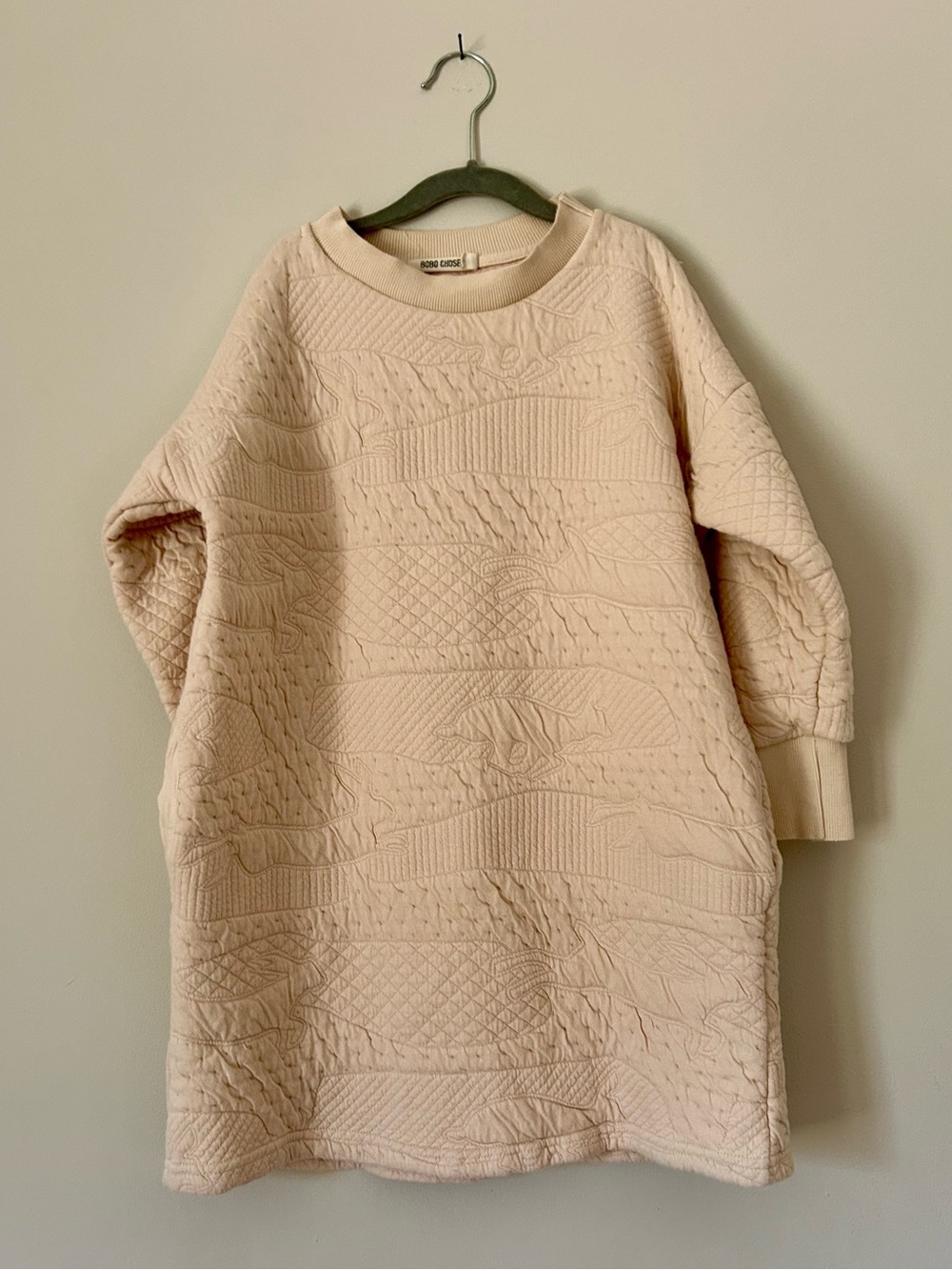 Bobo Choses Textured Rabbit Sweatshirt Dress - Blush